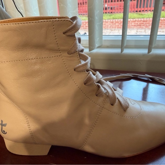 Beige Lace-Up Ankle Booties for Women